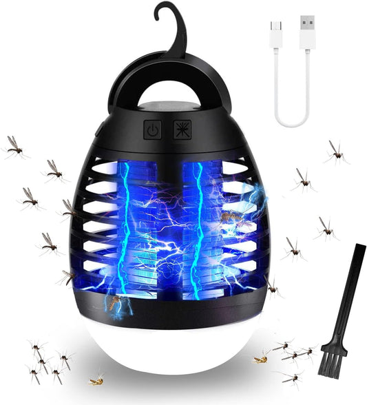 Bug Zapper Outdoor Mosquito Killer Lamp Portable Bug Zapper Rechargeable Camping Bug Zapper IP66 Waterproof Cordless Bug Zapper for Tent, Camping Accessories, Camping Gear Must Haves