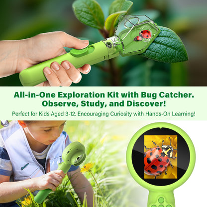 Microscope for Kids with Bug Catcher, 1080P HD Digital Handheld Portable Kids Microscope, 2 in 1 STEM Science Educational Learning Kit Christmas Birthday Gifts Toys for 3-15 Boys & Girls