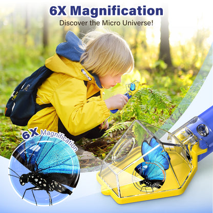 Bug Catcher for Kids, Insect Trap Kit with 6X Magnifier Glass - STEM Educational Exploration Tool for Indoor and Outdoor,Christmas Birthday Gifts Toys for Adults, Boys, and Girls  2PCS
