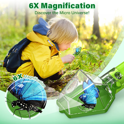 Bug Catcher for Kids, Insect Trap Kit with 6X Magnifier Glass - STEM Educational Exploration Tool for Indoor and Outdoor,Christmas Birthday Gifts Toys for Adults, Boys, and Girls  2PCS
