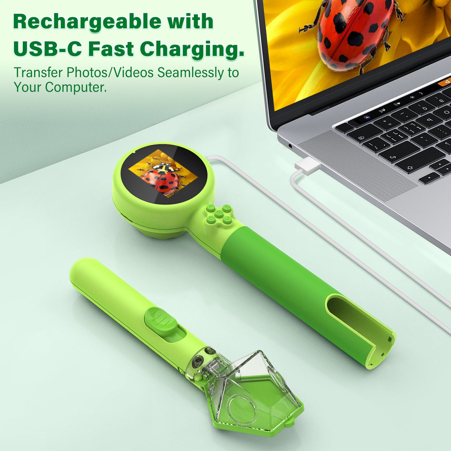 Microscope for Kids with Bug Catcher, 1080P HD Digital Handheld Portable Kids Microscope, 2 in 1 STEM Science Educational Learning Kit Christmas Birthday Gifts Toys for 3-15 Boys & Girls