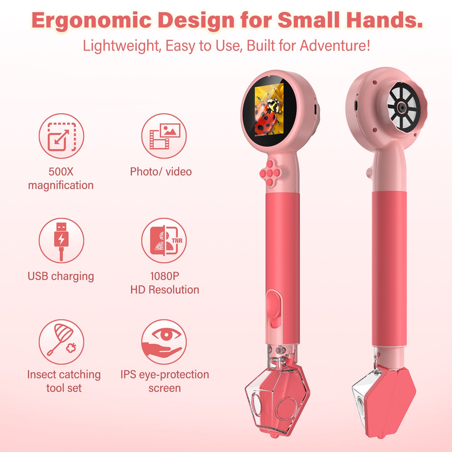 Microscope for Kids with Bug Catcher, 1080P HD Digital Handheld Portable Kids Microscope, 2 in 1 STEM Science Educational Learning Kit Christmas Birthday Gifts Toys for 3-15 Boys & Girls