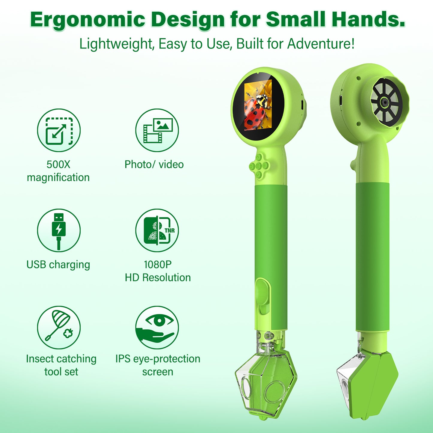 Microscope for Kids with Bug Catcher, 1080P HD Digital Handheld Portable Kids Microscope, 2 in 1 STEM Science Educational Learning Kit Christmas Birthday Gifts Toys for 3-15 Boys & Girls