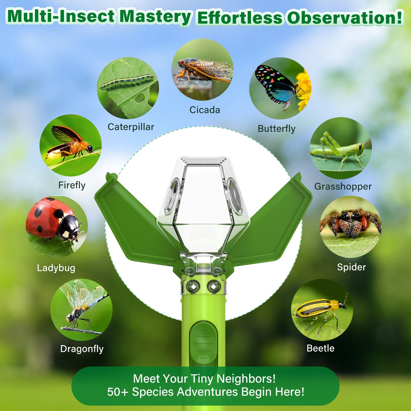 Bug Catcher for Kids, Insect Trap Kit with 6X Magnifier Glass - STEM Educational Exploration Tool for Indoor and Outdoor,Christmas Birthday Gifts Toys for Adults, Boys, and Girls  2PCS