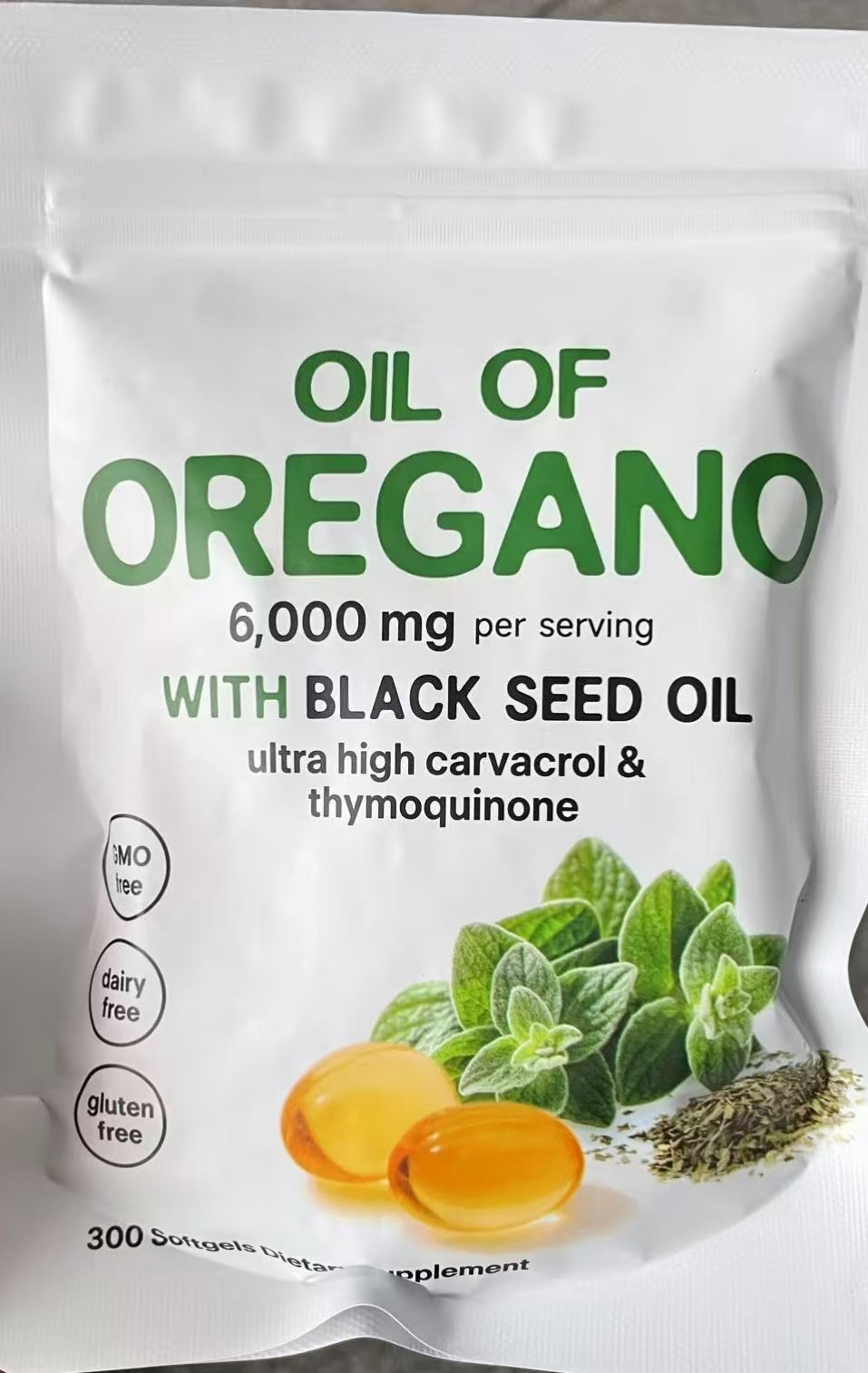 Oil of Oregano 6,000 mg Equivalent with Black Seed Oil | 165 mg Carvacrol | 300 Softgels | Dietary Supplement | Non-GMO, Gluten Free, Dairy Free | 150 Servings | Eco-Friendly Packaging