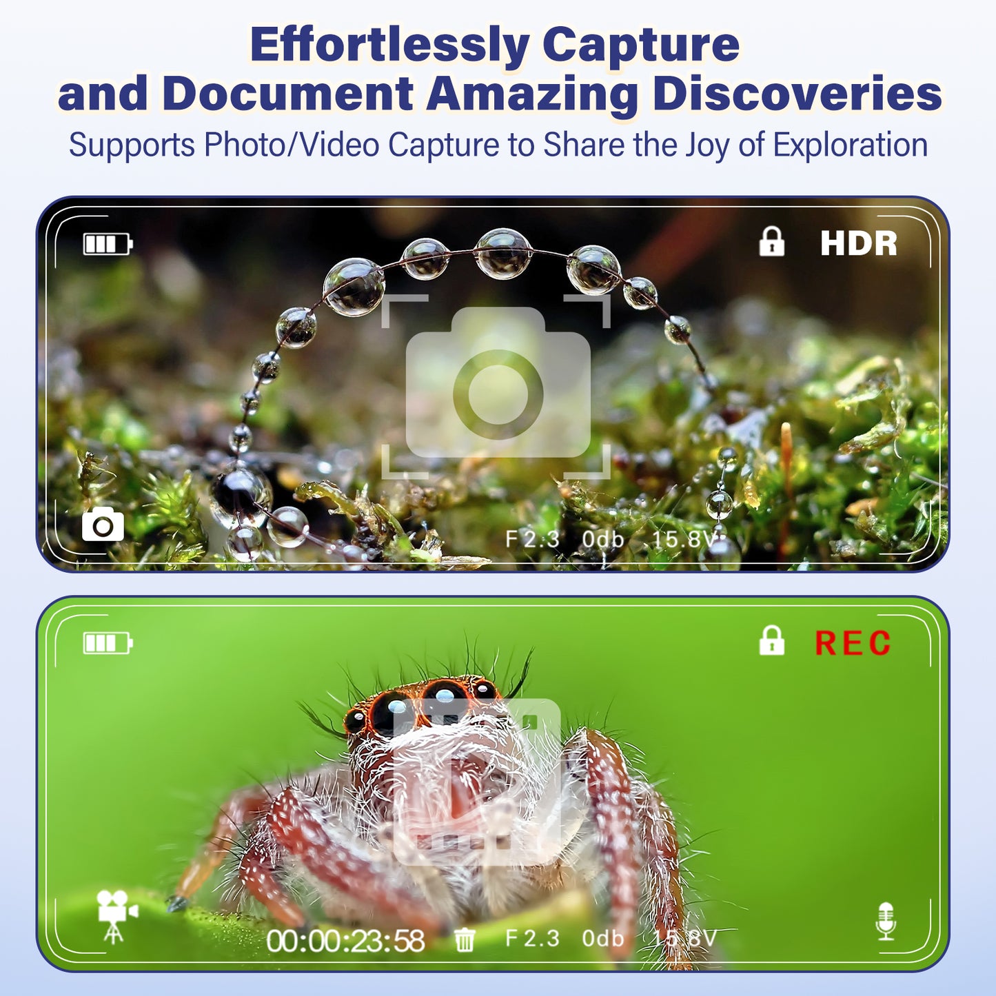 Microscope for Kids with Bug Catcher, 1080P HD Digital Handheld Portable Kids Microscope, 2 in 1 STEM Science Educational Learning Kit Christmas Birthday Gifts Toys for 3-15 Boys & Girls