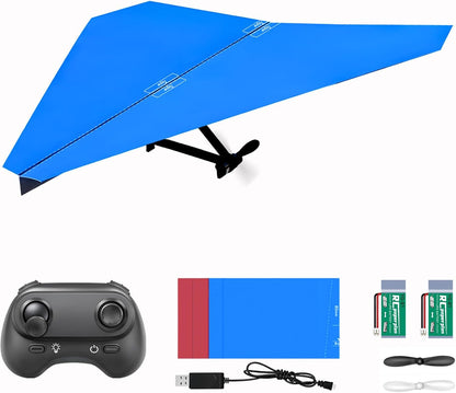 RC Paper Plane, Remote Control Airplane Kit with Colored Papers, Super Easy Fly Toy for Kids DIY STEM KIT