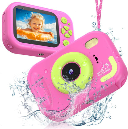 Kids Camera Waterproof, IP68 Underwater Camera for Kids Aged 3-12, HD Kids Digital Camera with 1080P Video Recording, Durable ABS Material