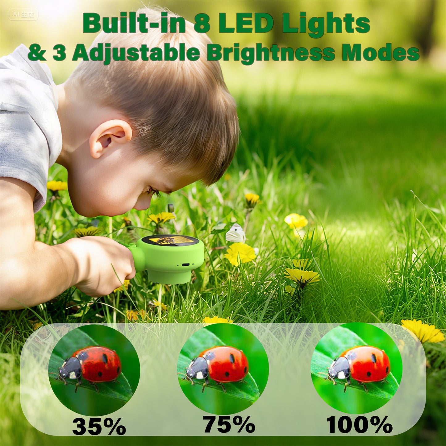 Microscope for Kids with Bug Catcher, 1080P HD Digital Handheld Portable Kids Microscope, 2 in 1 STEM Science Educational Learning Kit Christmas Birthday Gifts Toys for 3-15 Boys & Girls