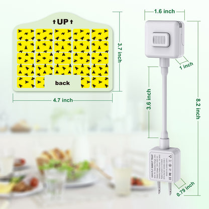 Leuoa Fruit Fly Traps for Indoors, Plug in UVA Fly Catcher for Kitchen and Dining Room 1 Device with 5 Yellow Glue Cards